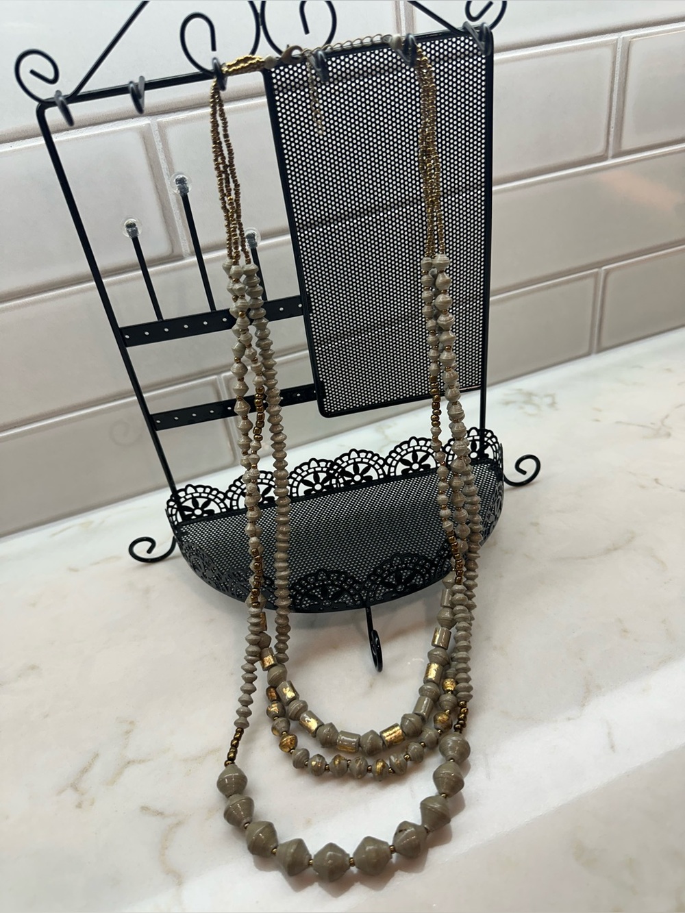 Layered Beaded Statement Necklace